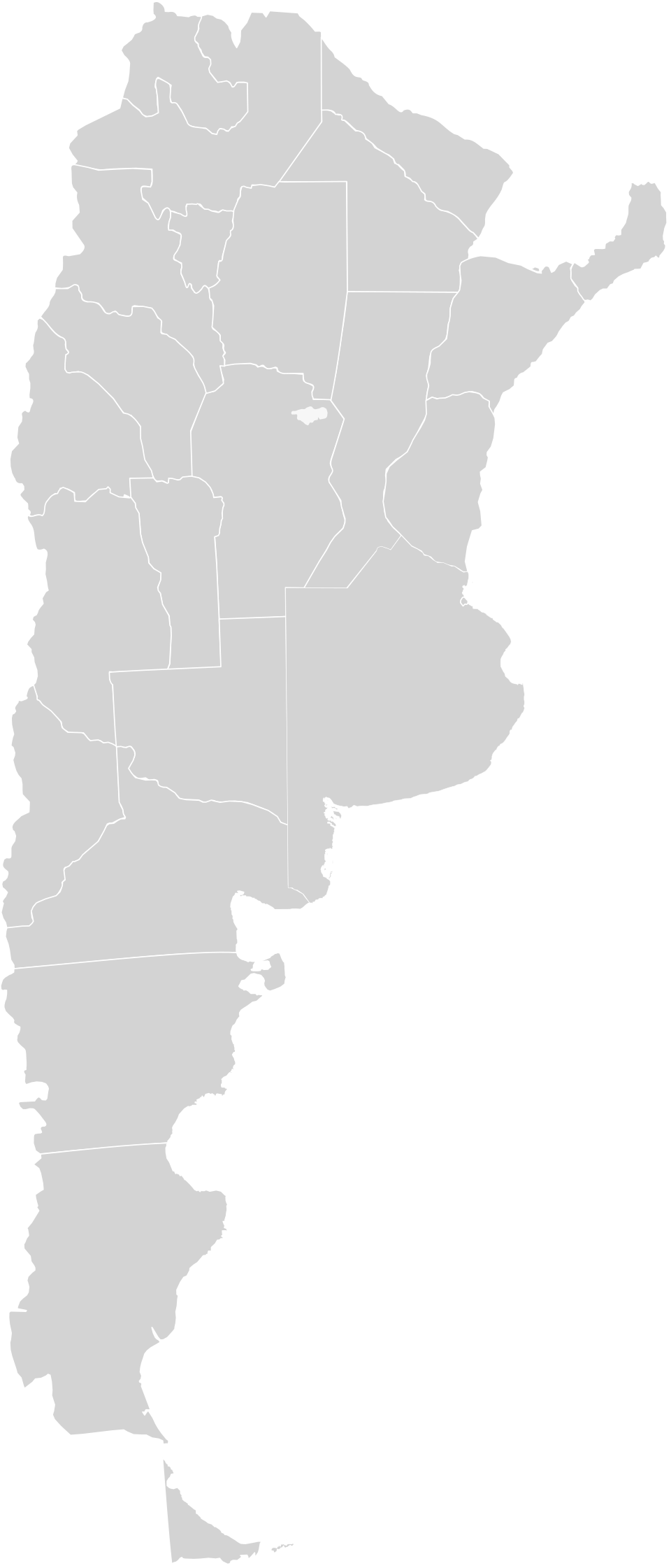 Mapa mudo de Argentina con los límites de las provincias, para completar