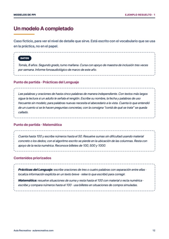Ejemplo resuelto: un modelo A completado con un caso ficticio de segundo grado
