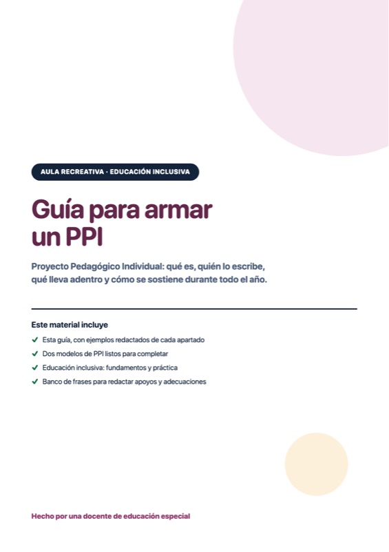 Portada de la guía para armar un PPI, con la lista de lo que incluye el material