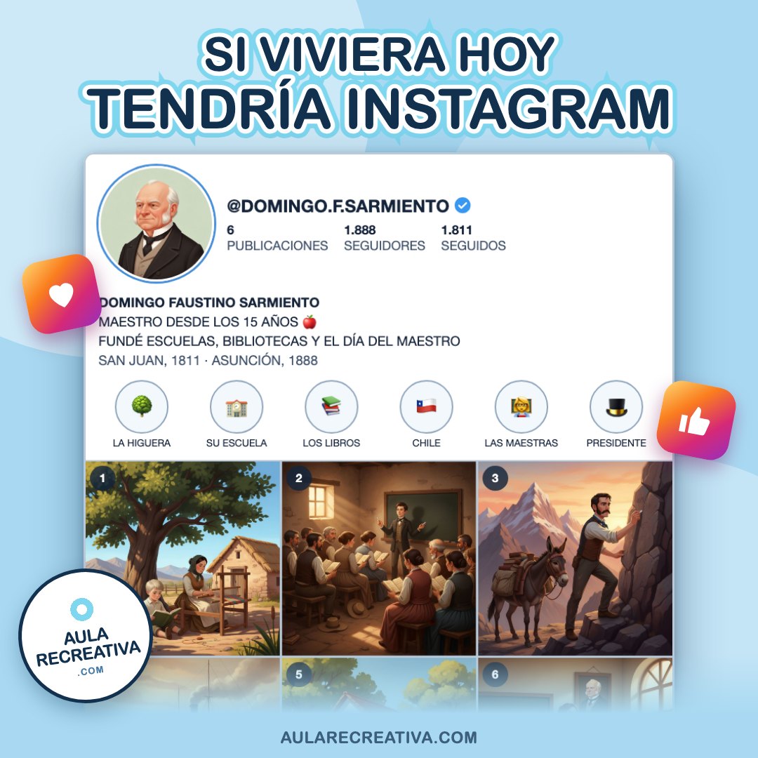 Si viviera hoy tendría Instagram: el perfil de Domingo Faustino Sarmiento armado como una cuenta, con sus seis publicaciones